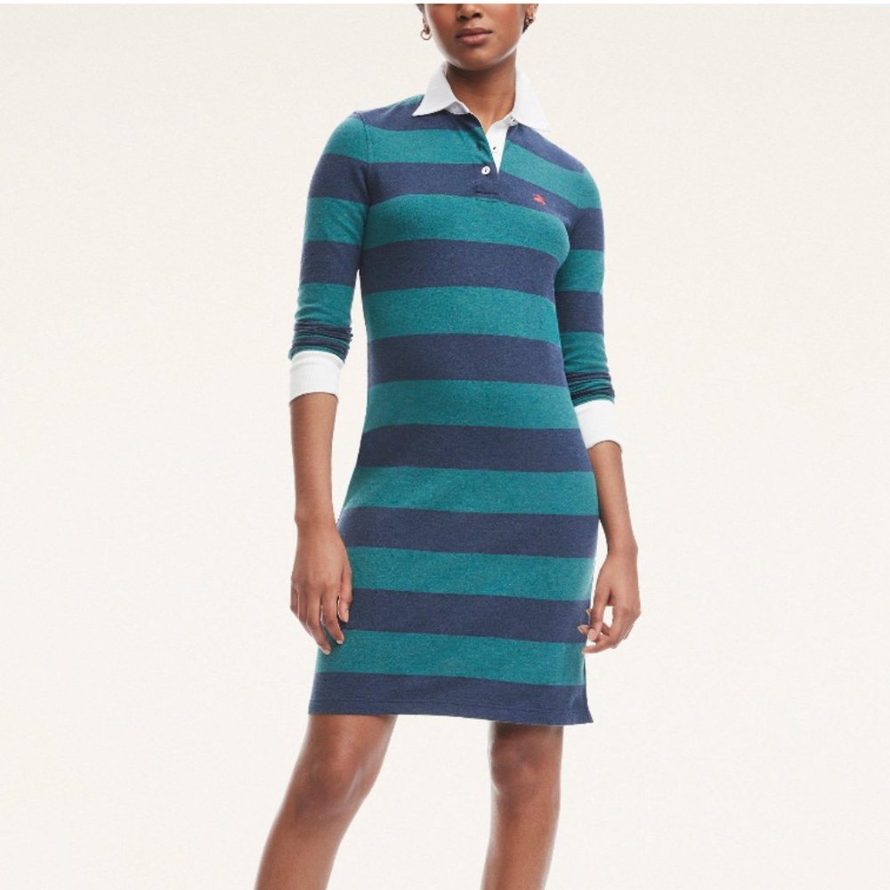 Brooks Brothers Cotton Pique Rugby Stripe Dress, Size Small, NWT